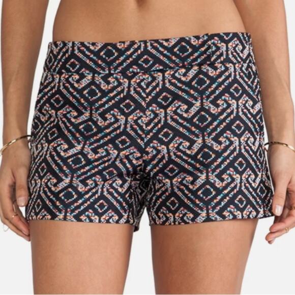 Trina Turk Corbin Flat Front Shorts in Navy Jacquard Size 2 - Picture 1 of 8